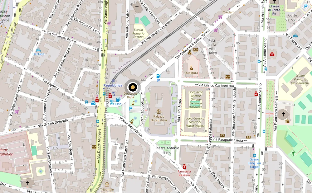 Mappa della zona: via Giovanni Battista Tuveri parte da piazza della Repubblica, il locale e' segnato all'inizio della via